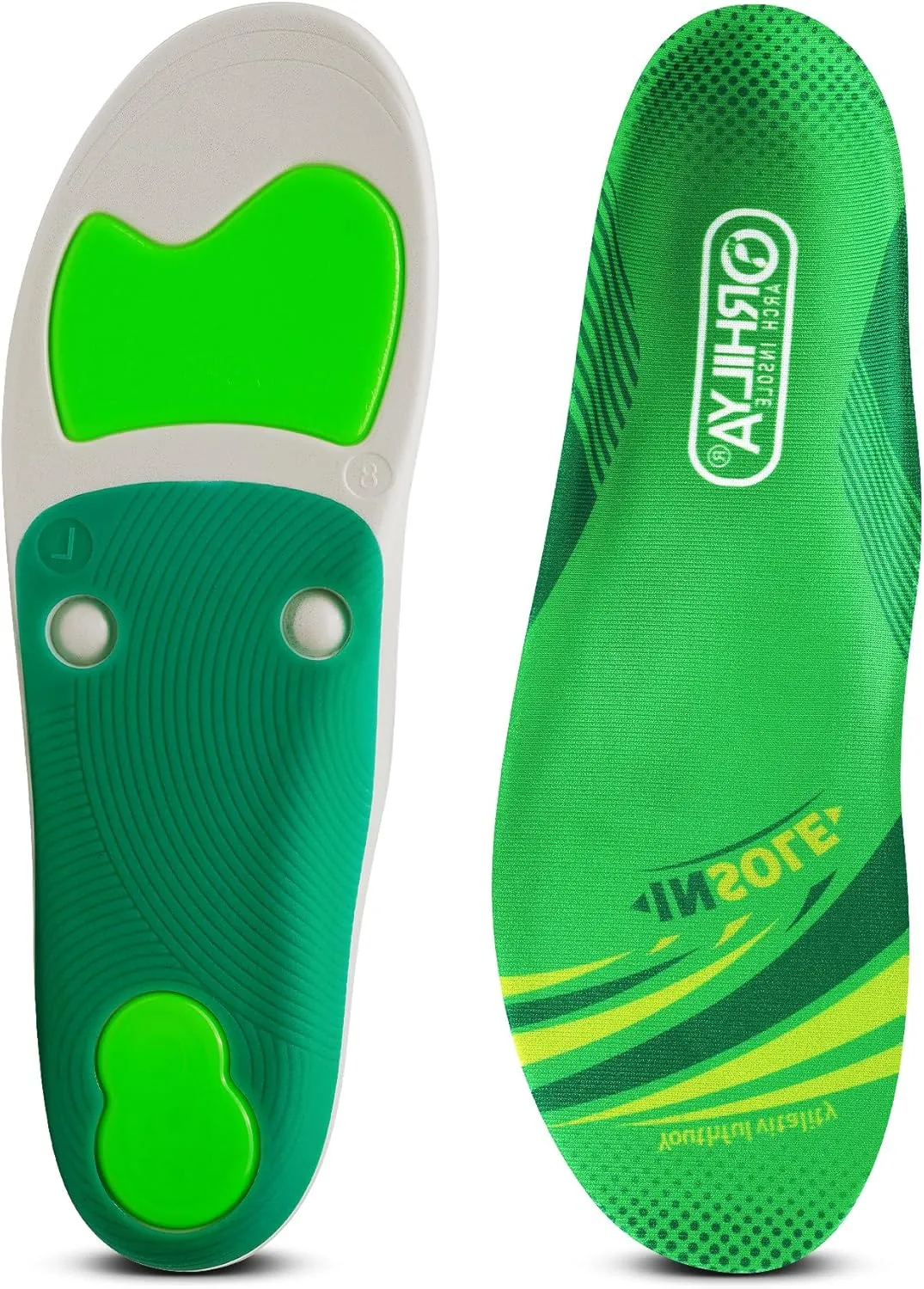 220lbs  Plantar Fasciitis Relief Arch Support Insert Metatarsal Pain Orthopedic Insole Men Women Standing All Day, Flat Feet Heel Spur Comfort Work Boot Shoe PU Insole Cushion, Green Size 7