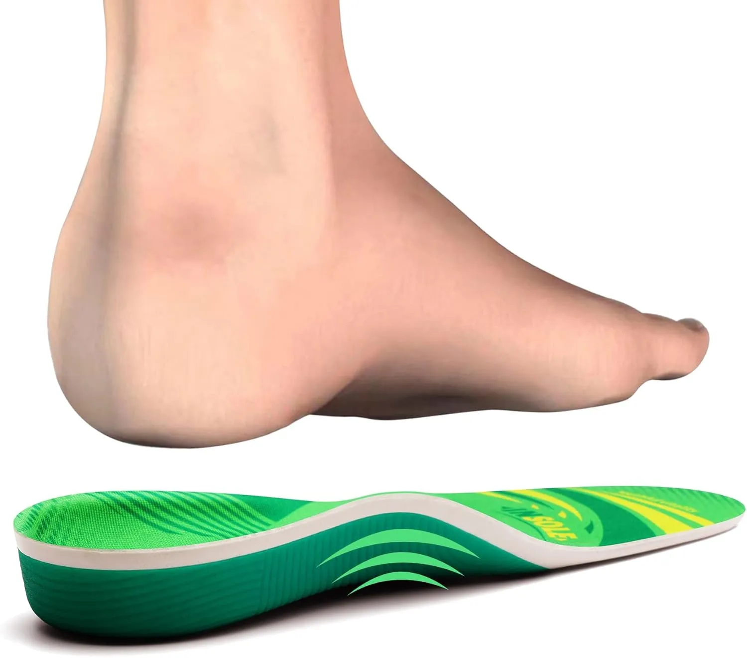 220lbs  Plantar Fasciitis Relief Arch Support Insert Metatarsal Pain Orthopedic Insole Men Women Standing All Day, Flat Feet Heel Spur Comfort Work Boot Shoe PU Insole Cushion, Green Size 7