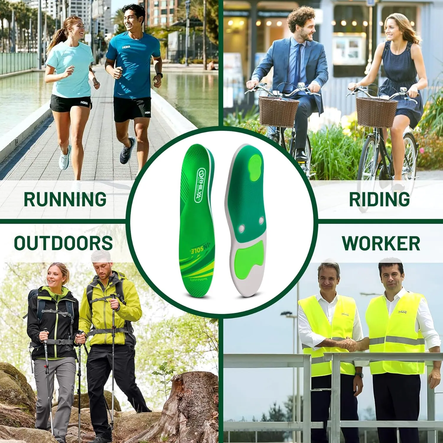 220lbs  Plantar Fasciitis Relief Arch Support Insert Metatarsal Pain Orthopedic Insole Men Women Standing All Day, Flat Feet Heel Spur Comfort Work Boot Shoe PU Insole Cushion, Green Size 7