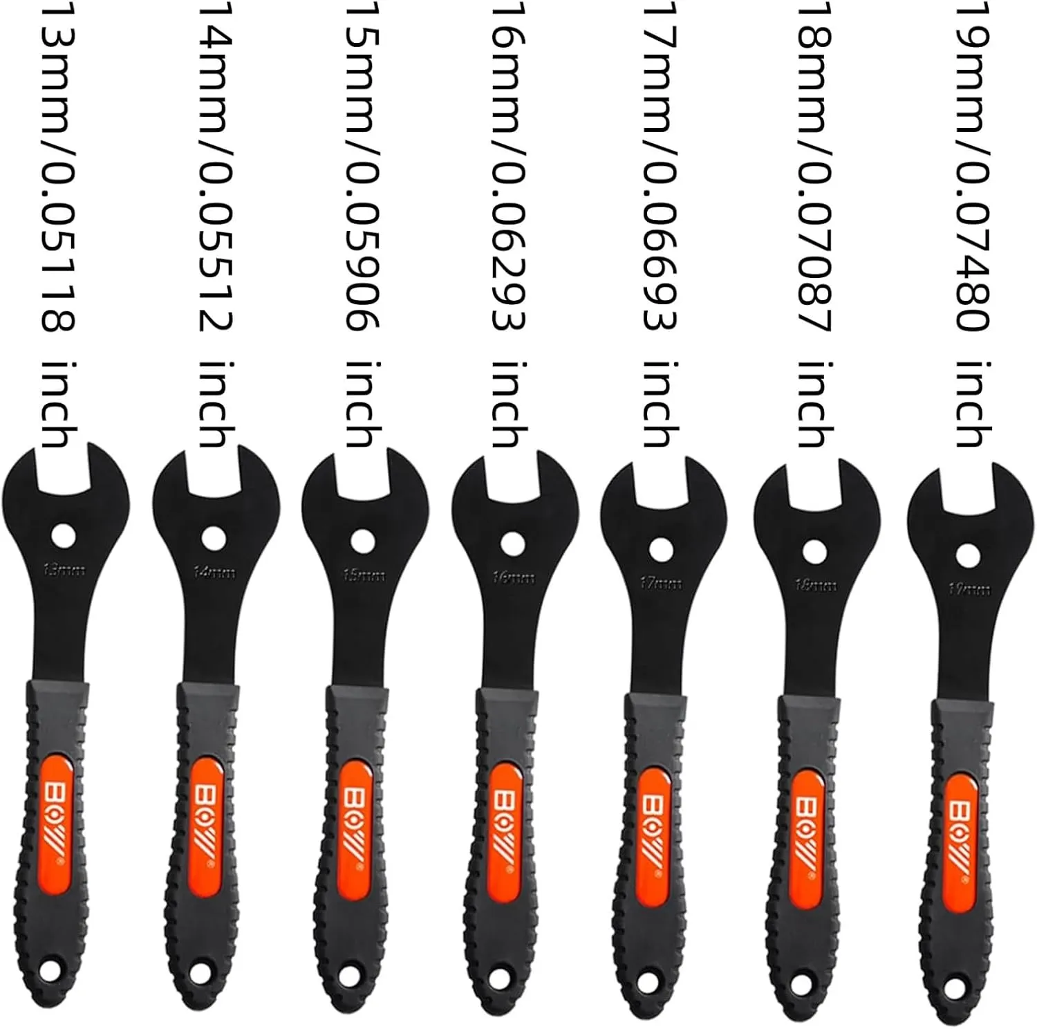 7PCS Bike Cone Wrench Set Tool for Bicycle Pedal Cone Spanner Hub Repair Wrench Tool (N- BOY 13-19MM)