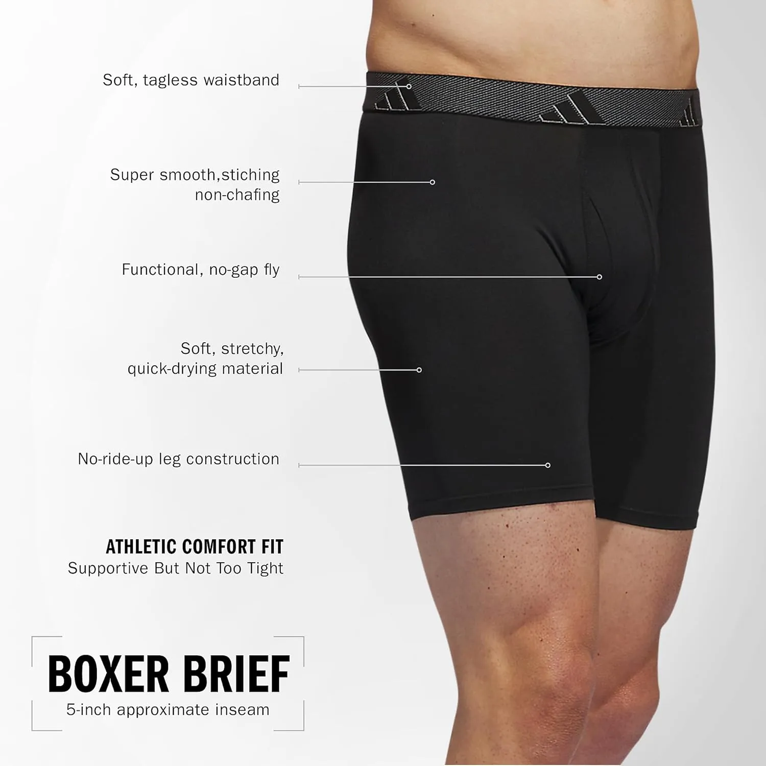 adidas Men's Microfiber Boxer Brief, Performance Boxer Briefs Underwear Pack for Men