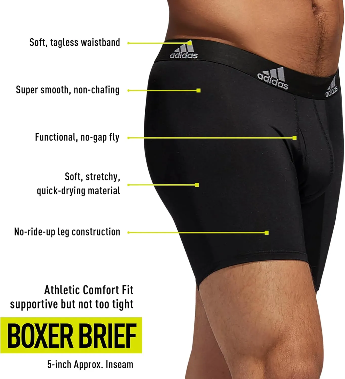 adidas Men's Microfiber Boxer Brief, Performance Boxer Briefs Underwear Pack for Men