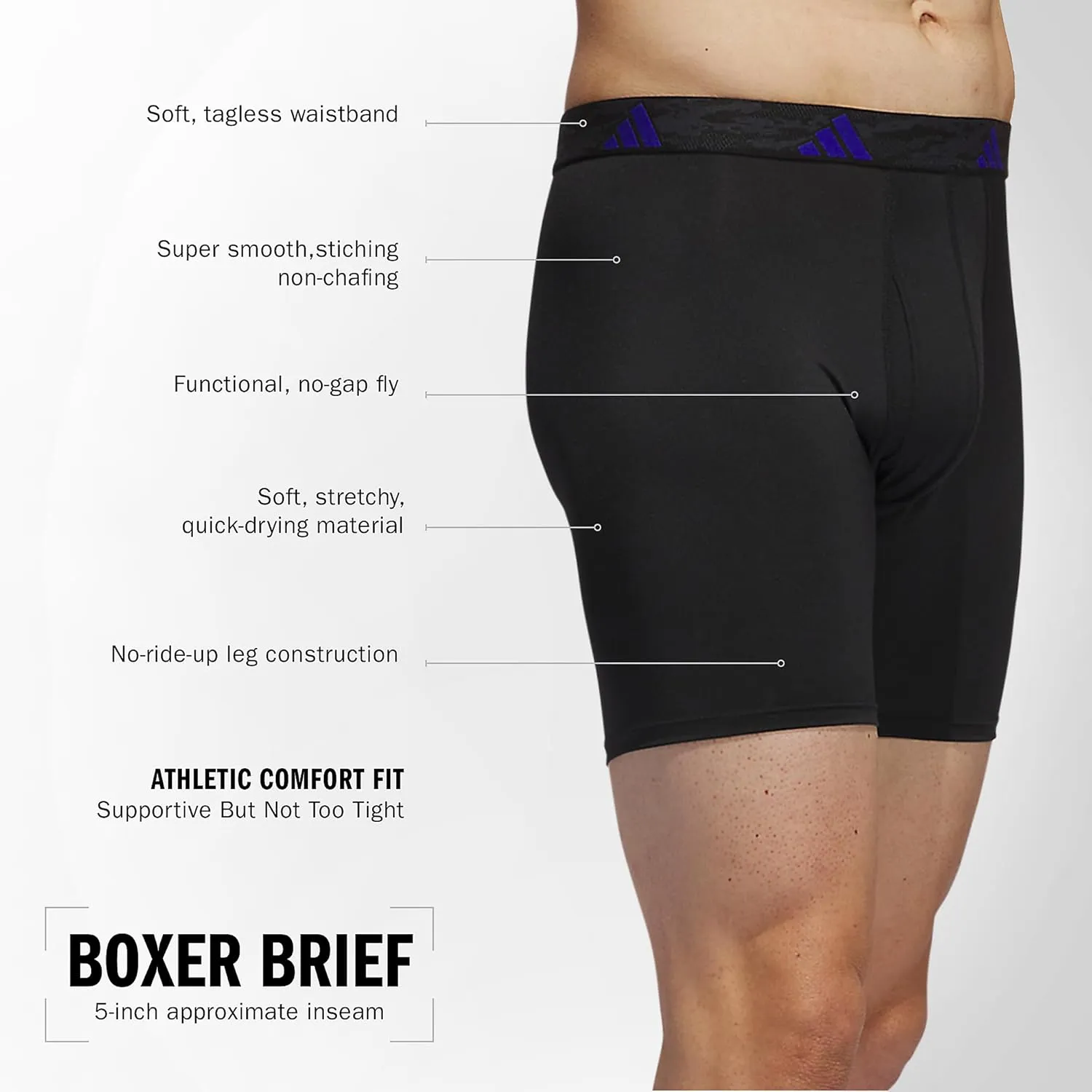 adidas Men's Microfiber Boxer Brief, Performance Boxer Briefs Underwear Pack for Men