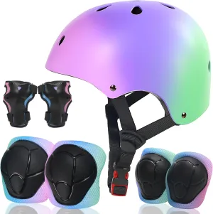 Adjustable 7PCS Toddler Helmet and Pads for 2-3-5 5-8 8-14  Years CPSC Certified Lightweight Design with Airflow for Roller Skating Scooter Bike Skateboard and Other Sports Activities
