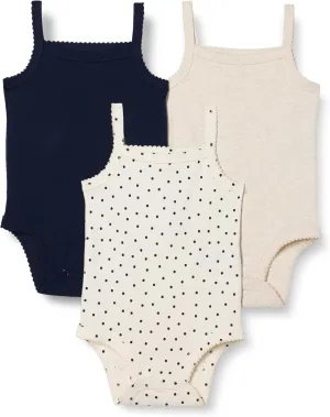 Amazon Essentials Baby Girls' Sleeveless Bodysuits, Pack of 3