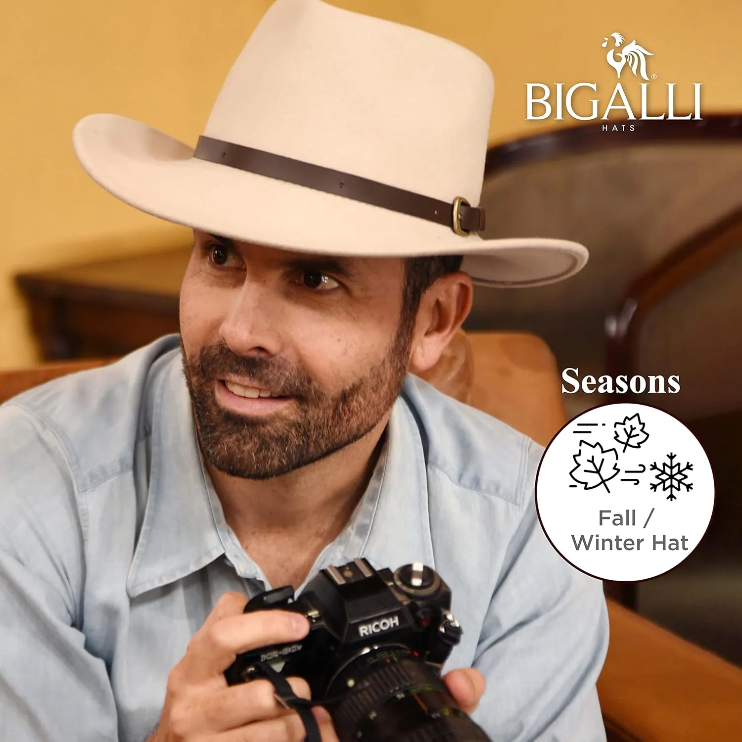 Bigalli Melbourne Wool Felt Fedora Hat for Women/Men Cowboy Hat Crushable Teardrop Winter Fall Hat | Mens Safari Hat