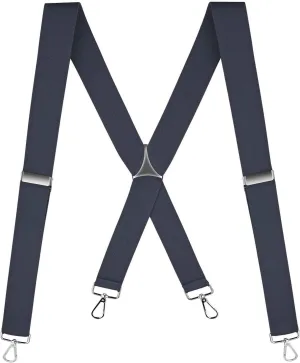 Buyless Fashion Suspenders for Men - 48" Elastic Adjustable Straps 1 1/4" - X Back with Metal Hooks