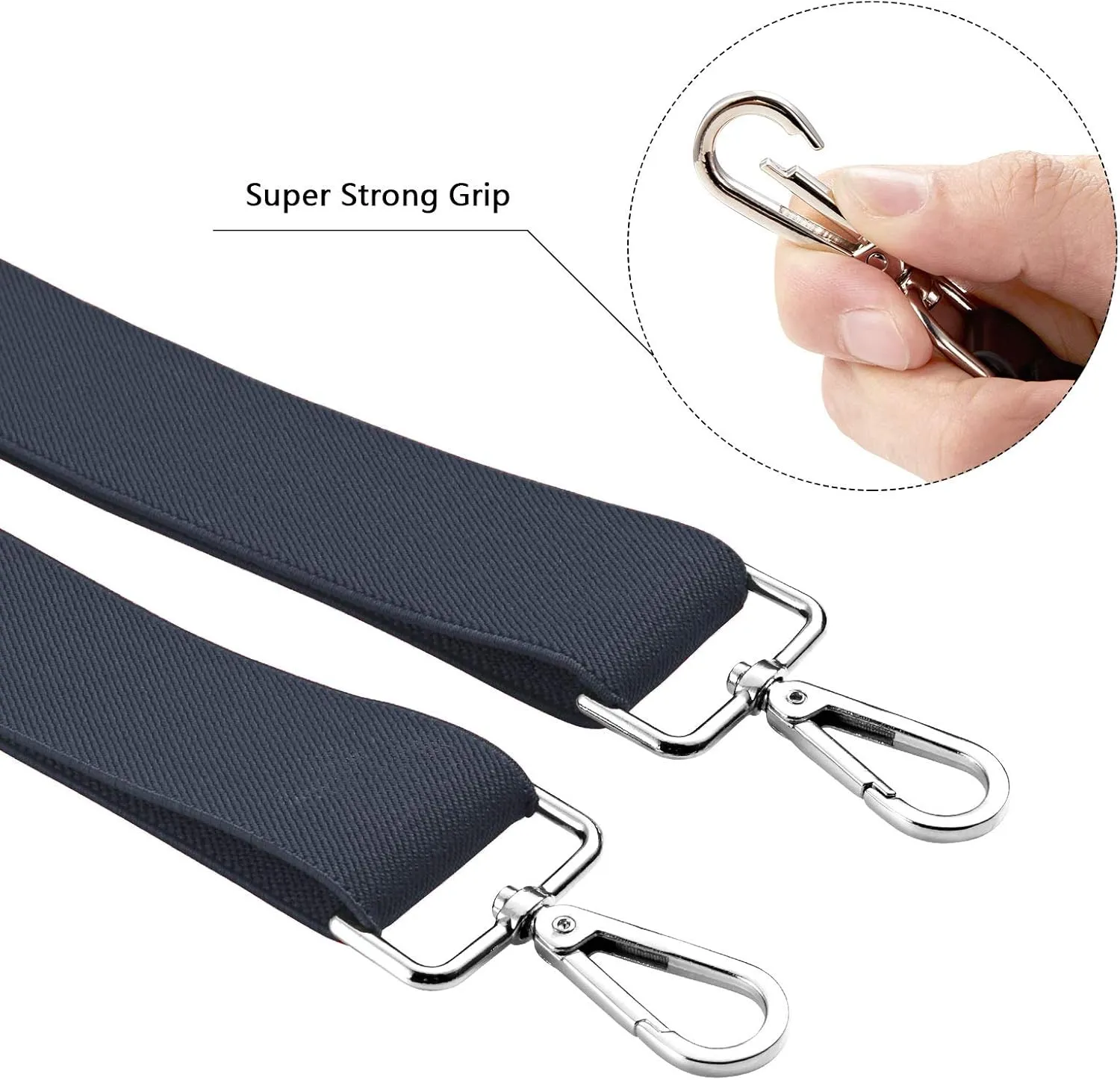 Buyless Fashion Suspenders for Men - 48" Elastic Adjustable Straps 1 1/4" - X Back with Metal Hooks