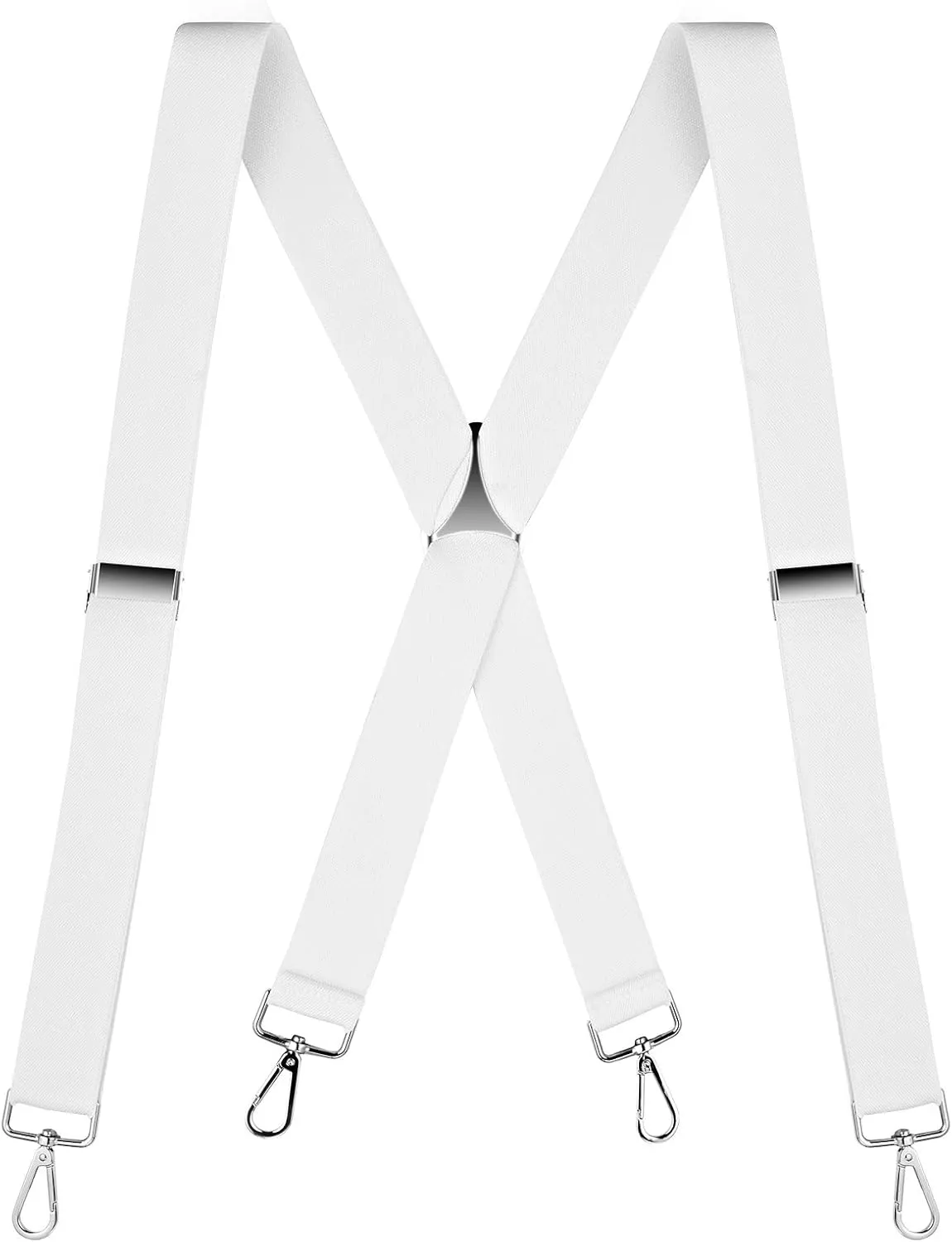 Buyless Fashion Suspenders for Men - 48" Elastic Adjustable Straps 1 1/4" - X Back with Metal Hooks