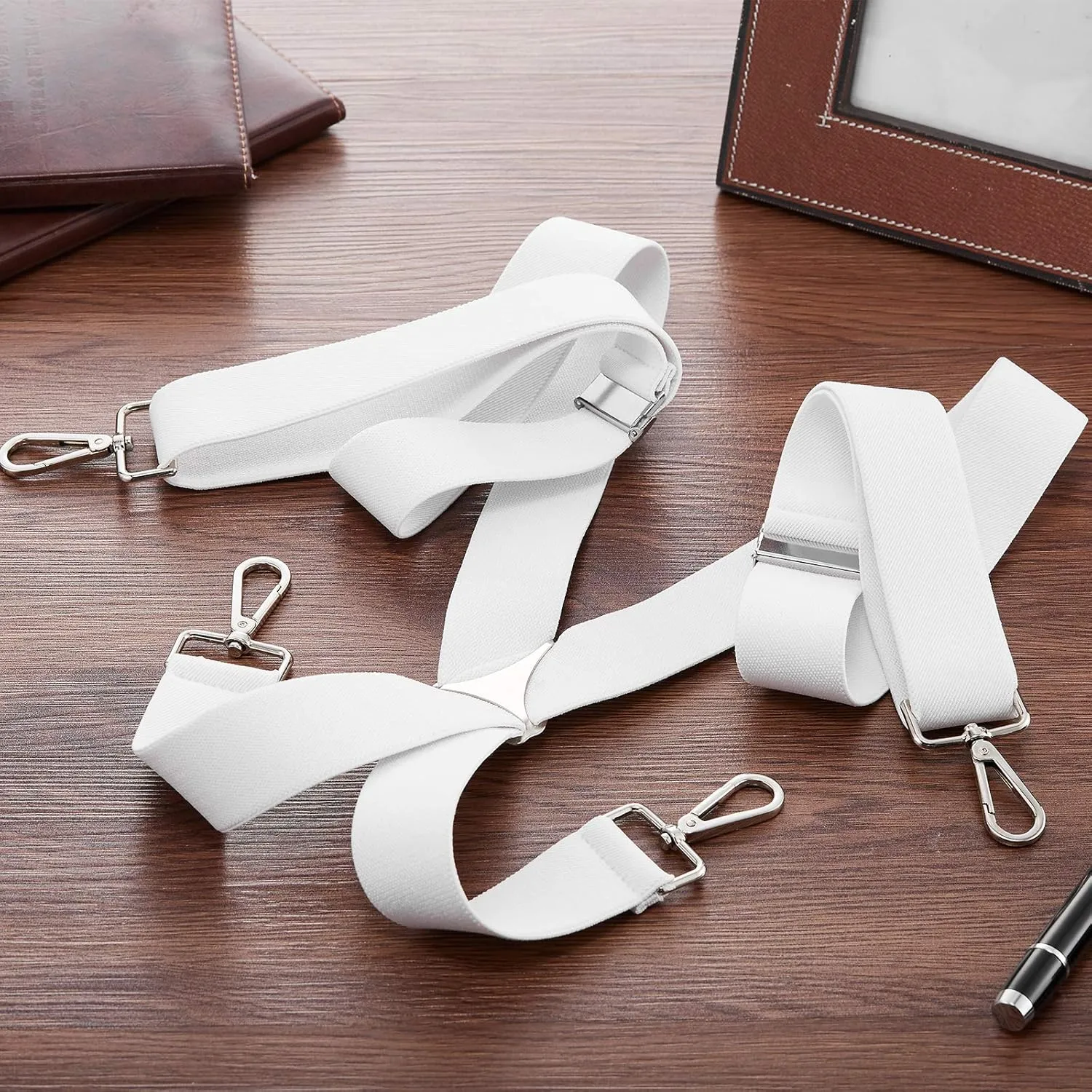 Buyless Fashion Suspenders for Men - 48" Elastic Adjustable Straps 1 1/4" - X Back with Metal Hooks