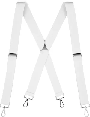Buyless Fashion Suspenders for Men - 48" Elastic Adjustable Straps 1 1/4" - X Back with Metal Hooks