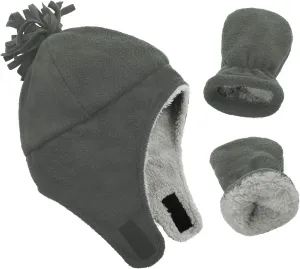 Century Star Baby Fleece Hat Warm Earflap Kids Caps Toddler Boys Winter Hat and Mitten Set