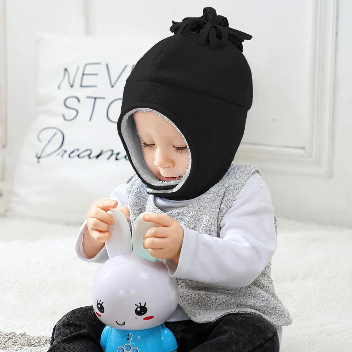 Century Star Baby Fleece Hat Warm Earflap Kids Caps Toddler Boys Winter Hat and Mitten Set