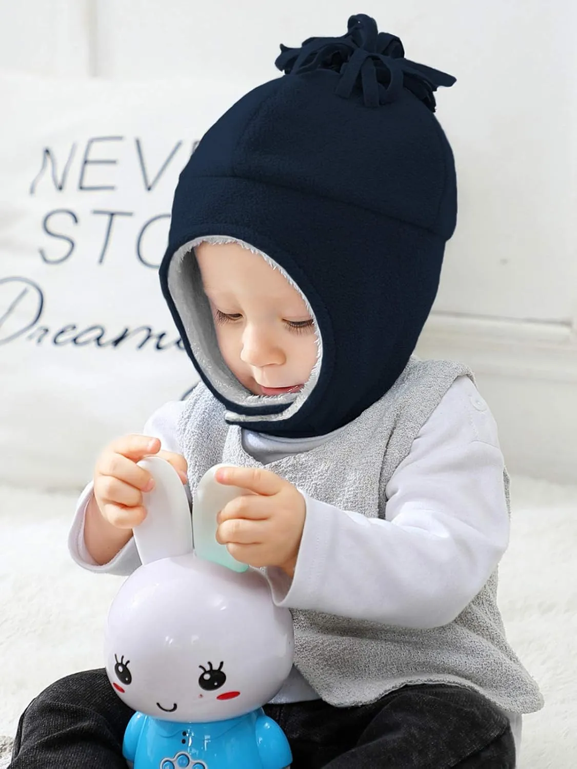 Century Star Baby Fleece Hat Warm Earflap Kids Caps Toddler Boys Winter Hat and Mitten Set