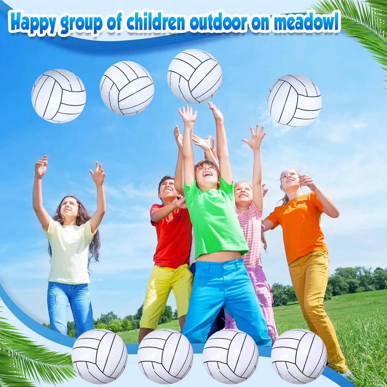 Chivao 12 Pack Inflatable Beach Ball Football Soccer Baseball Volleyball Softball Glitter Beach Ball Blow up Balls for Summer Swimming Pool Party Favor Game(Volleyball,16 Inch)