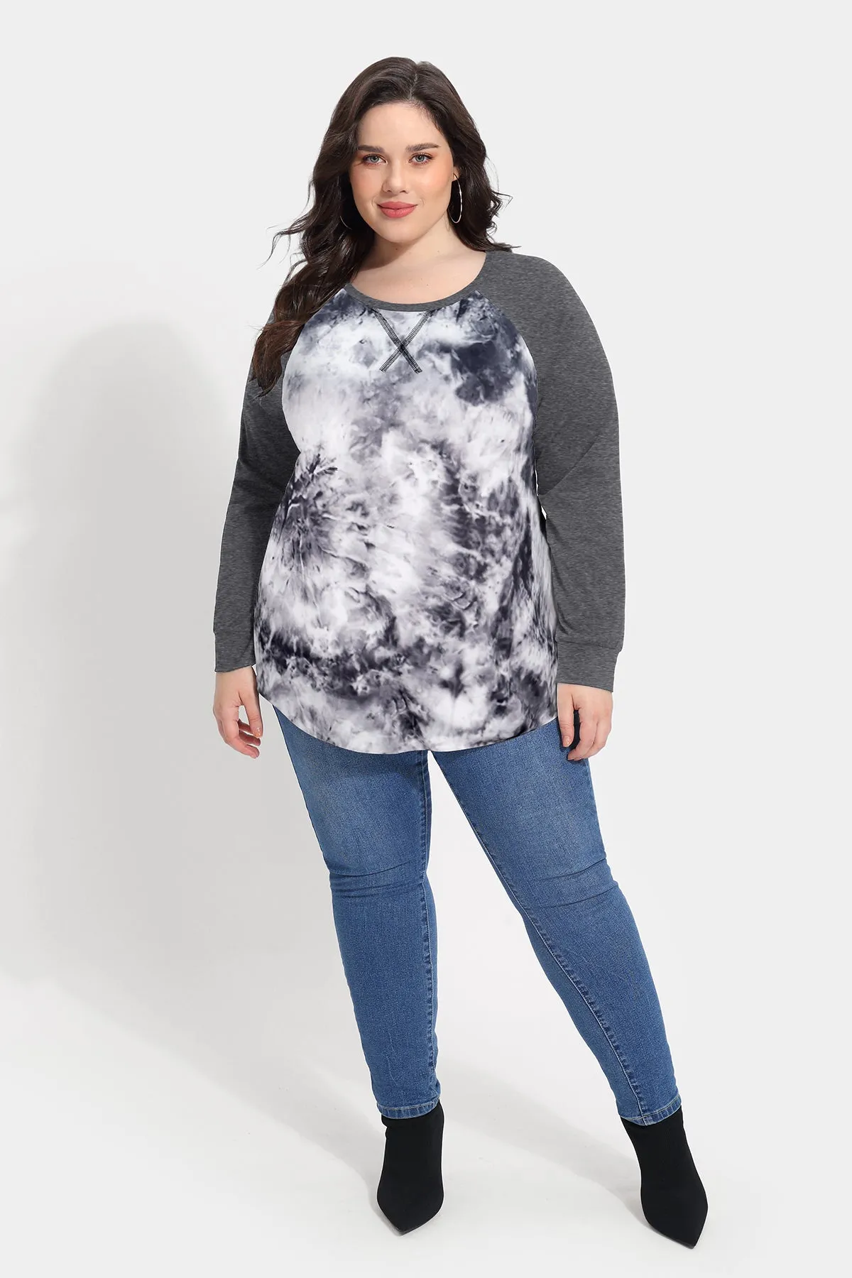 Colorblock Tie Dye Crewneck Long Sleeve Shirt
