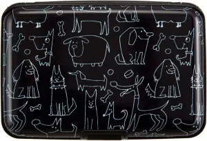 Credit Card Holder Wallet for Women Men RFID Blocking Small Metal Business Aluminum Protector Sleeves Slim Mini Cards Case (Black Funny Dogs Collection)