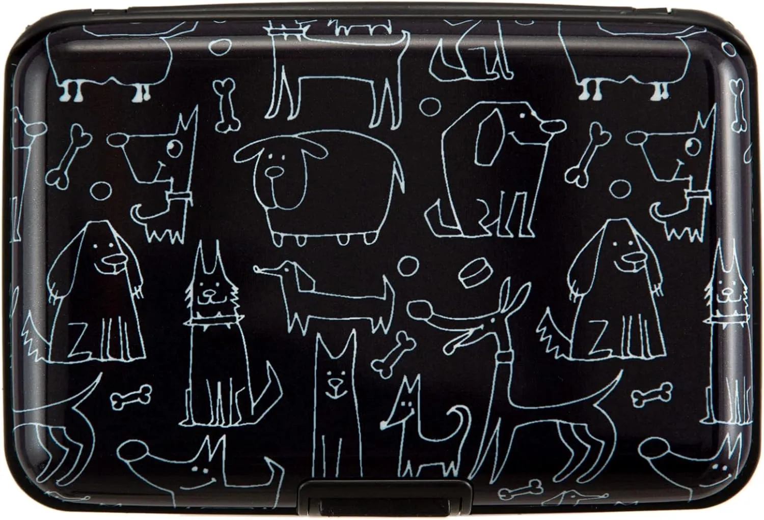 Credit Card Holder Wallet for Women Men RFID Blocking Small Metal Business Aluminum Protector Sleeves Slim Mini Cards Case (Black Funny Dogs Collection)