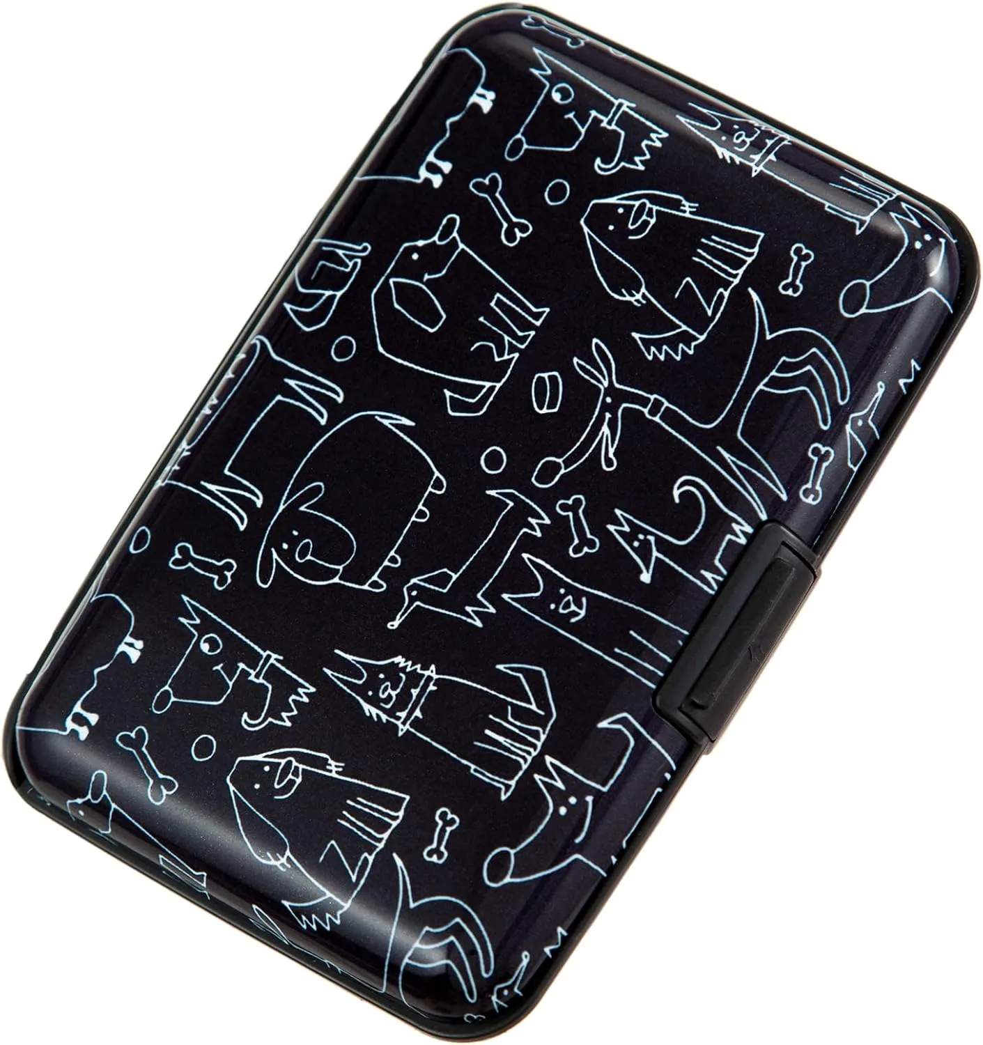 Credit Card Holder Wallet for Women Men RFID Blocking Small Metal Business Aluminum Protector Sleeves Slim Mini Cards Case (Black Funny Dogs Collection)
