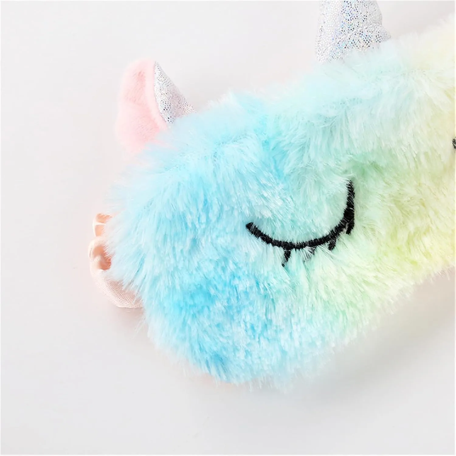 Cute Animal Sleeping Mask Soft Plush Blindfold Cute Rabbit Panda Koala Eye Cover Eyeshade for Kids Teens Girls Women (3Pack Unicorn Rainbow)