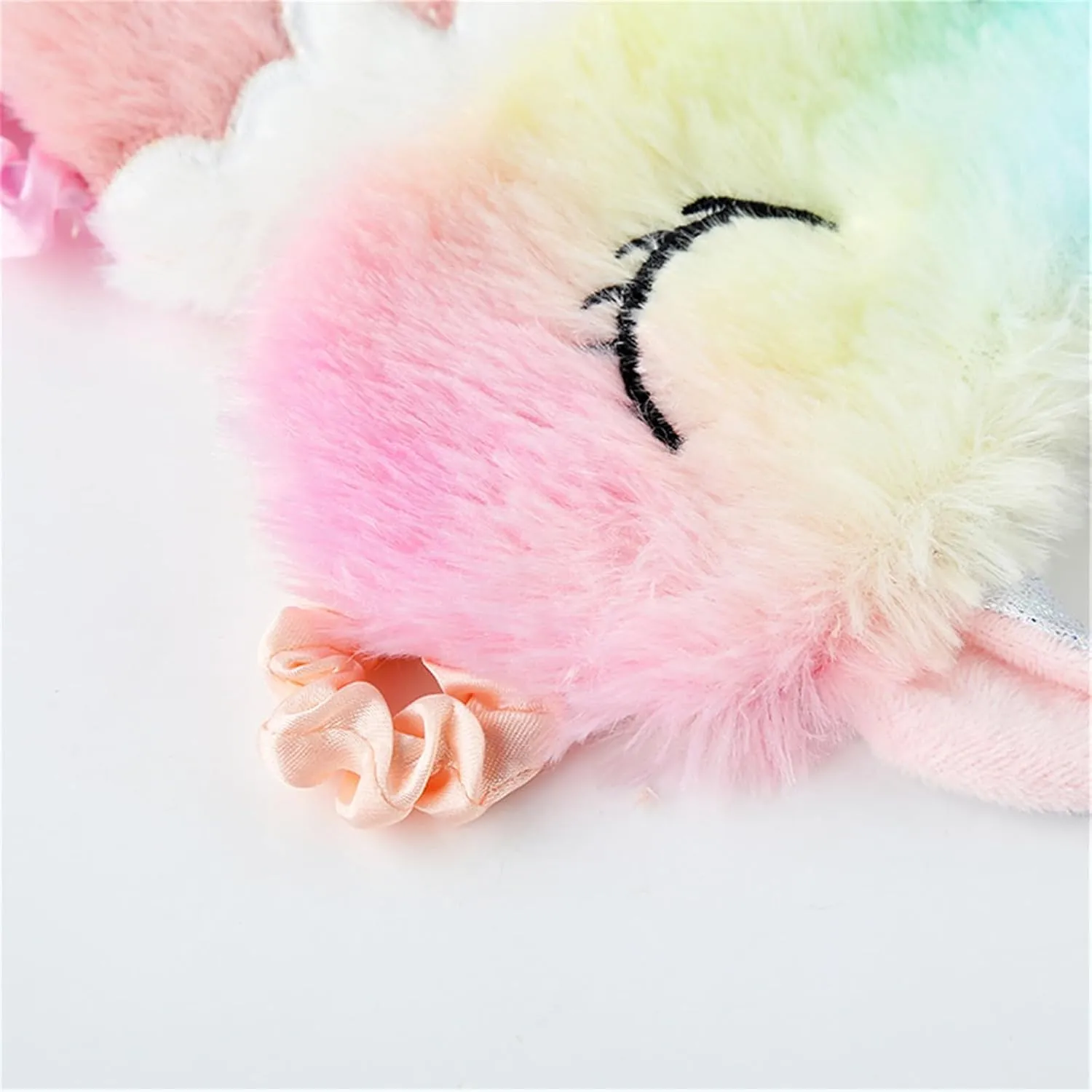 Cute Animal Sleeping Mask Soft Plush Blindfold Cute Rabbit Panda Koala Eye Cover Eyeshade for Kids Teens Girls Women (3Pack Unicorn Rainbow)
