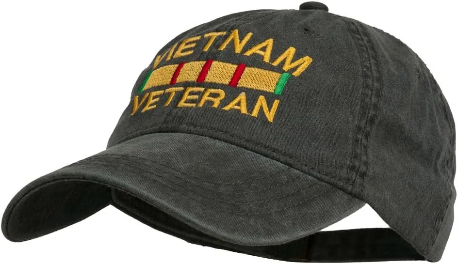 e4Hats.com Vietnam Veteran Embroidered Pigment Dyed Brass Buckle Cap