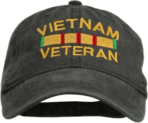 e4Hats.com Vietnam Veteran Embroidered Pigment Dyed Brass Buckle Cap