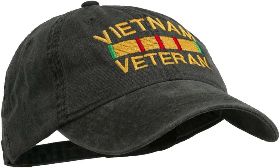 e4Hats.com Vietnam Veteran Embroidered Pigment Dyed Brass Buckle Cap