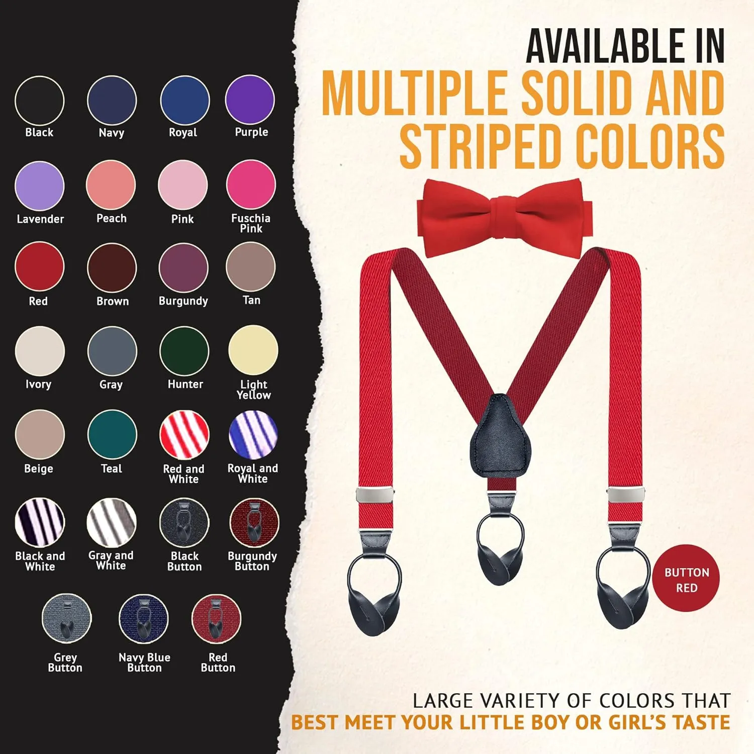 HoldEm Suspender Bow Tie Set for Kids, & Baby Pre-tied Bow Tie, 1 Suspender