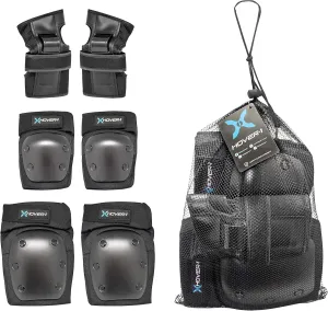 Hover-1 Nylon Protective Elbow Pads | Knee Pads & Wrist Guards, For Ages Above 8, Hard PP Shells Impact Resistance & EVA Foam Padding, Large, Black