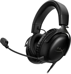 HyperX Cloud III  Wired Gaming Headset, PC, PS5, Xbox Series X|S, Angled 53mm Drivers, DTS Spatial Audio, Memory Foam, Durable Frame, Ultra-Clear 10mm Mic, USB-C, USB-A, 3.5mm  Black