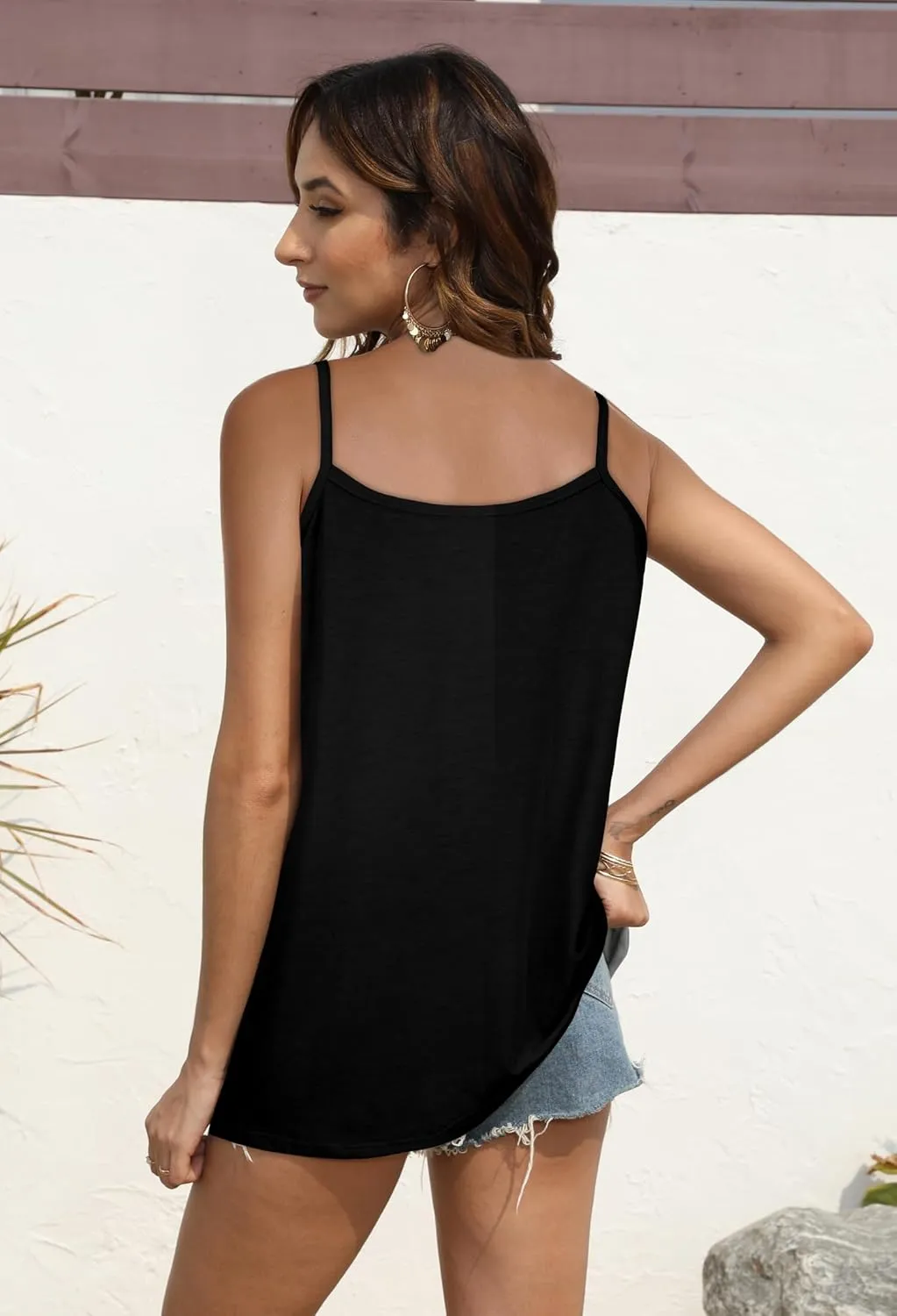 JOELLYUS Plus Size Tank Tops for Women Summer Casual Loose Pleated Spaghetti Strap Camisole Sleeveless Flowy Tunic Blouses
