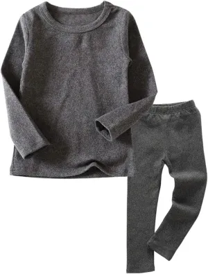Little Boys Girls Long Johns Thermal Underwear Set 2PC Crewneck Tops and Bottom Toddler Kids Pajamas Warm Jammies,(1-7yrs)
