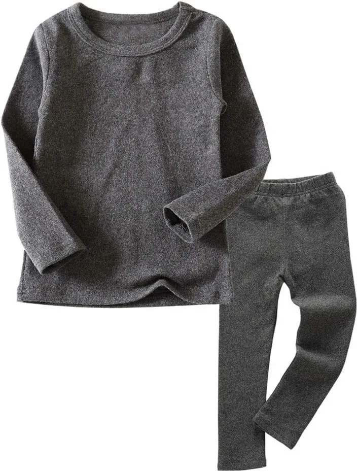 Little Boys Girls Long Johns Thermal Underwear Set 2PC Crewneck Tops and Bottom Toddler Kids Pajamas Warm Jammies,(1-7yrs)