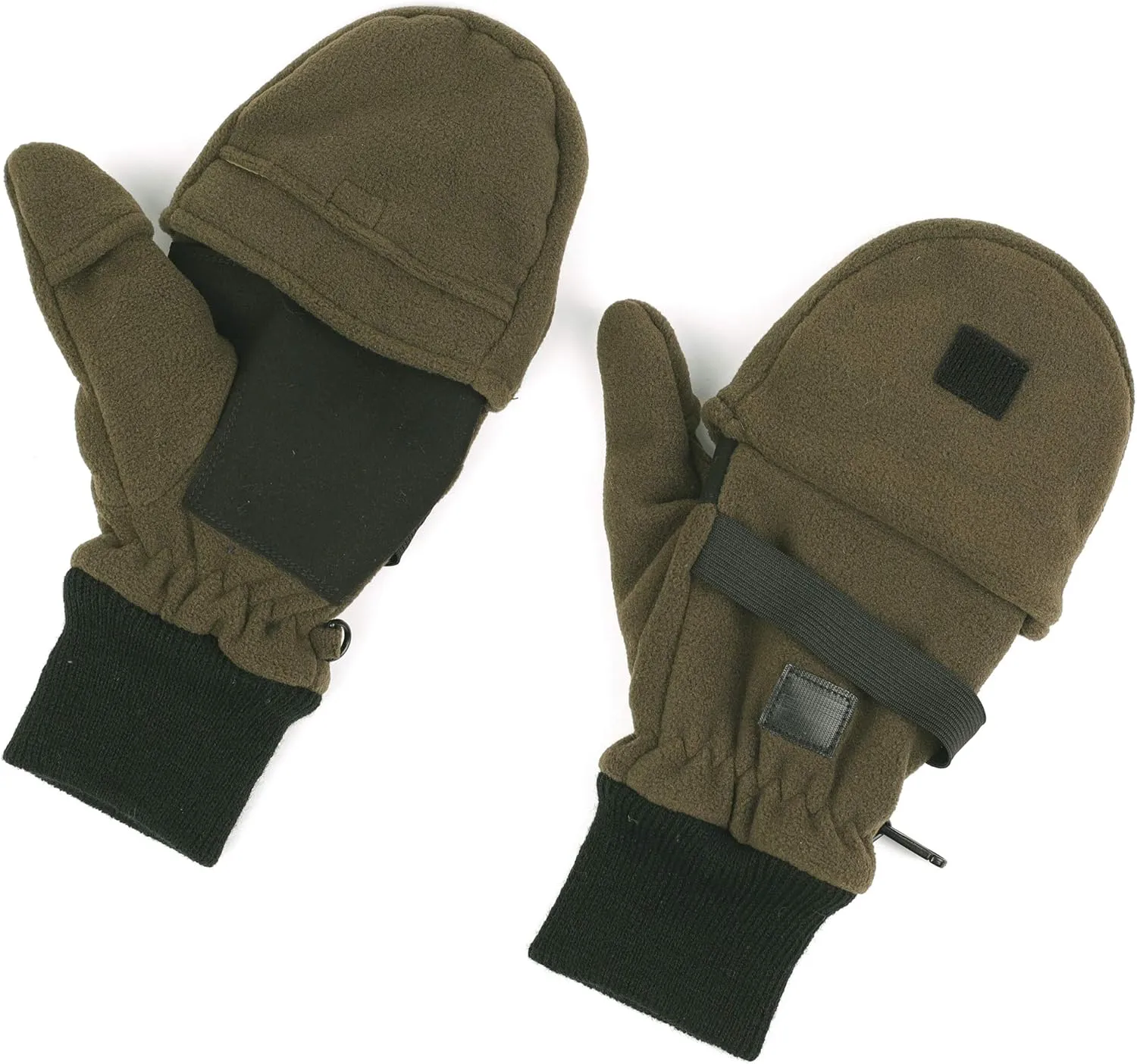 Mens Fleece Mitten Gloves Thermal Convertible Mitten w/Flip Thumb Cold Weather Gloves for Hunting Hiking Outdoors