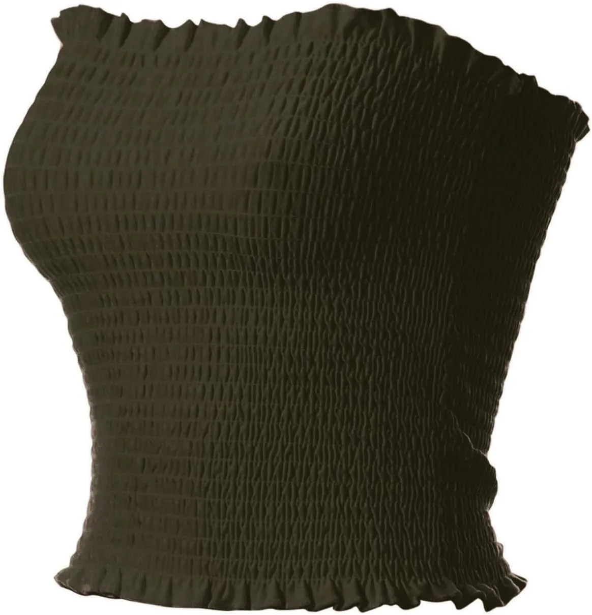 MixMatchy Women's Ruffled Smocking Crop Tube Tops Summer Casual Bandeau Top