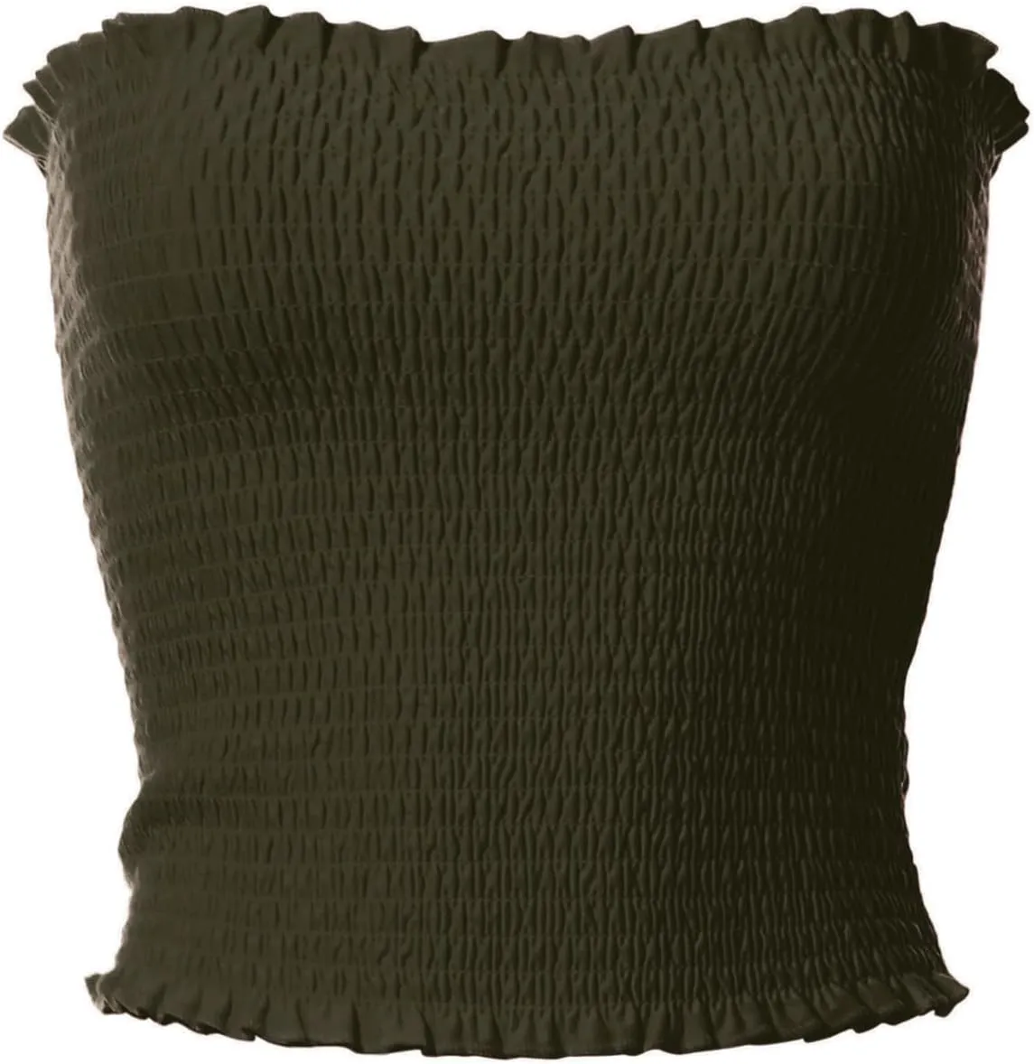 MixMatchy Women's Ruffled Smocking Crop Tube Tops Summer Casual Bandeau Top