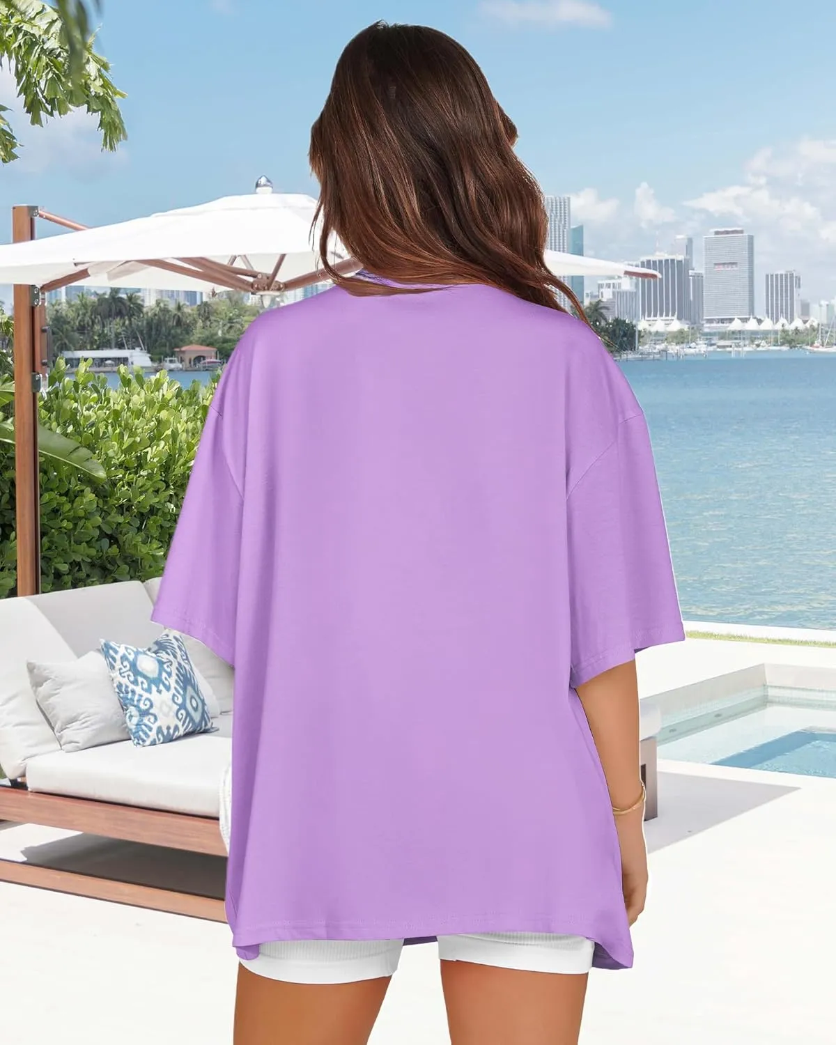 Oversized Tshirts for Women V Neck Short Sleeve Summer Casual Basic Loose Tops