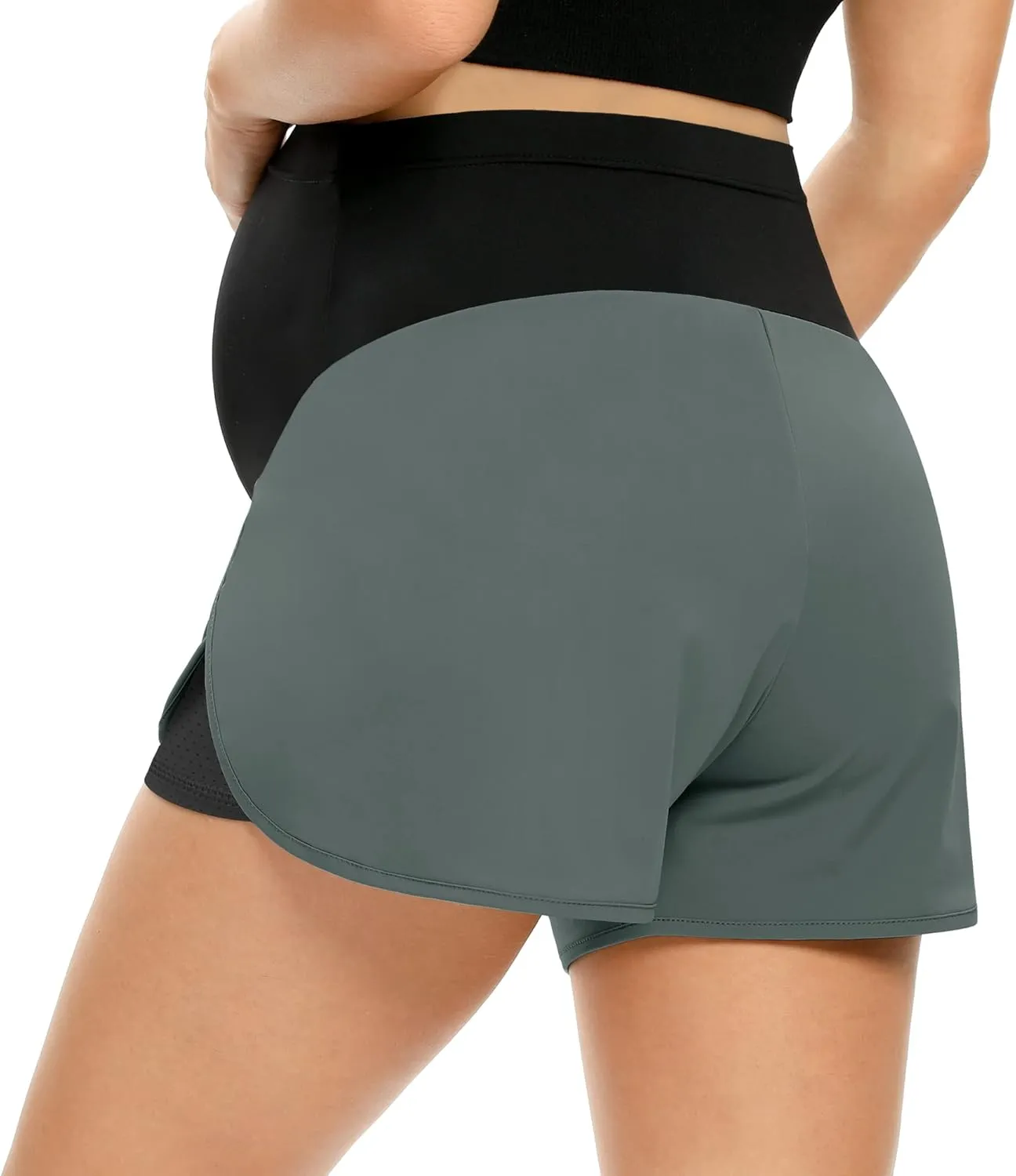 POSHGLAM Womens Maternity Shorts Over Belly Workout Running Casual Summer Pregnancy Shorts