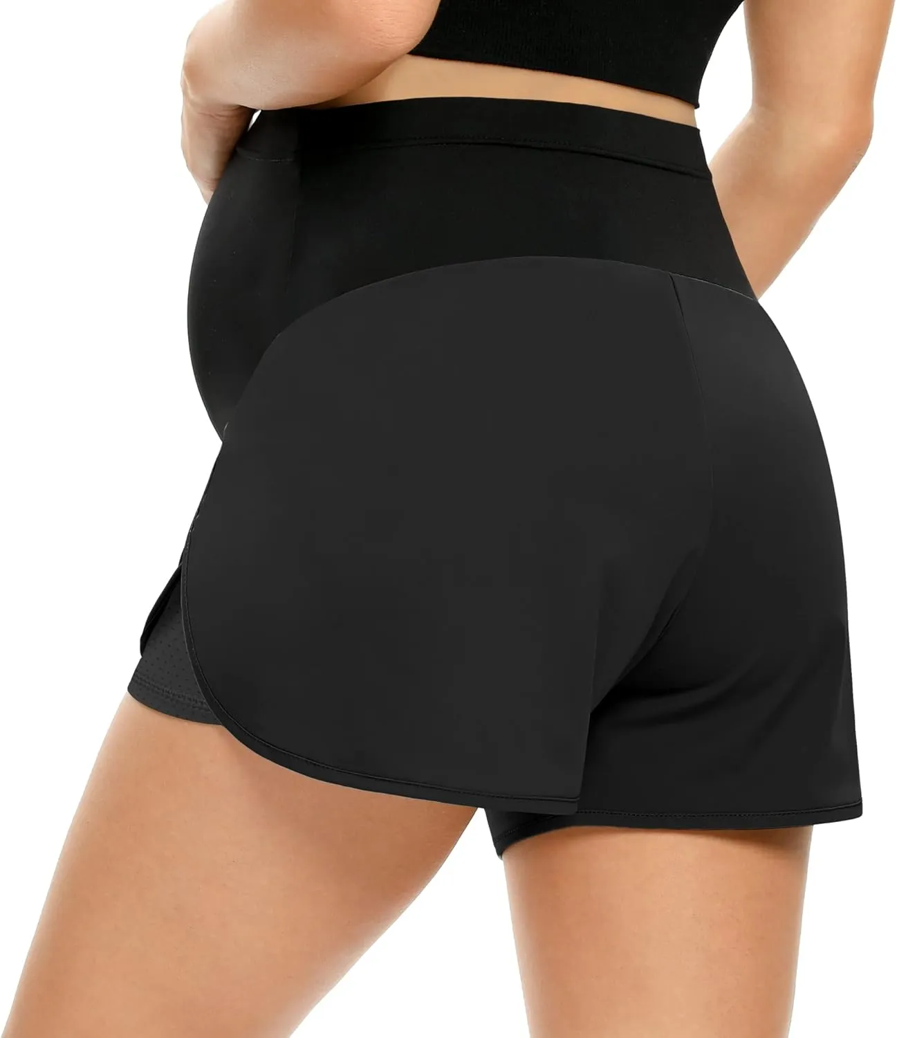 POSHGLAM Womens Maternity Shorts Over Belly Workout Running Casual Summer Pregnancy Shorts