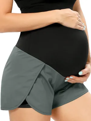 POSHGLAM Womens Maternity Shorts Over Belly Workout Running Casual Summer Pregnancy Shorts