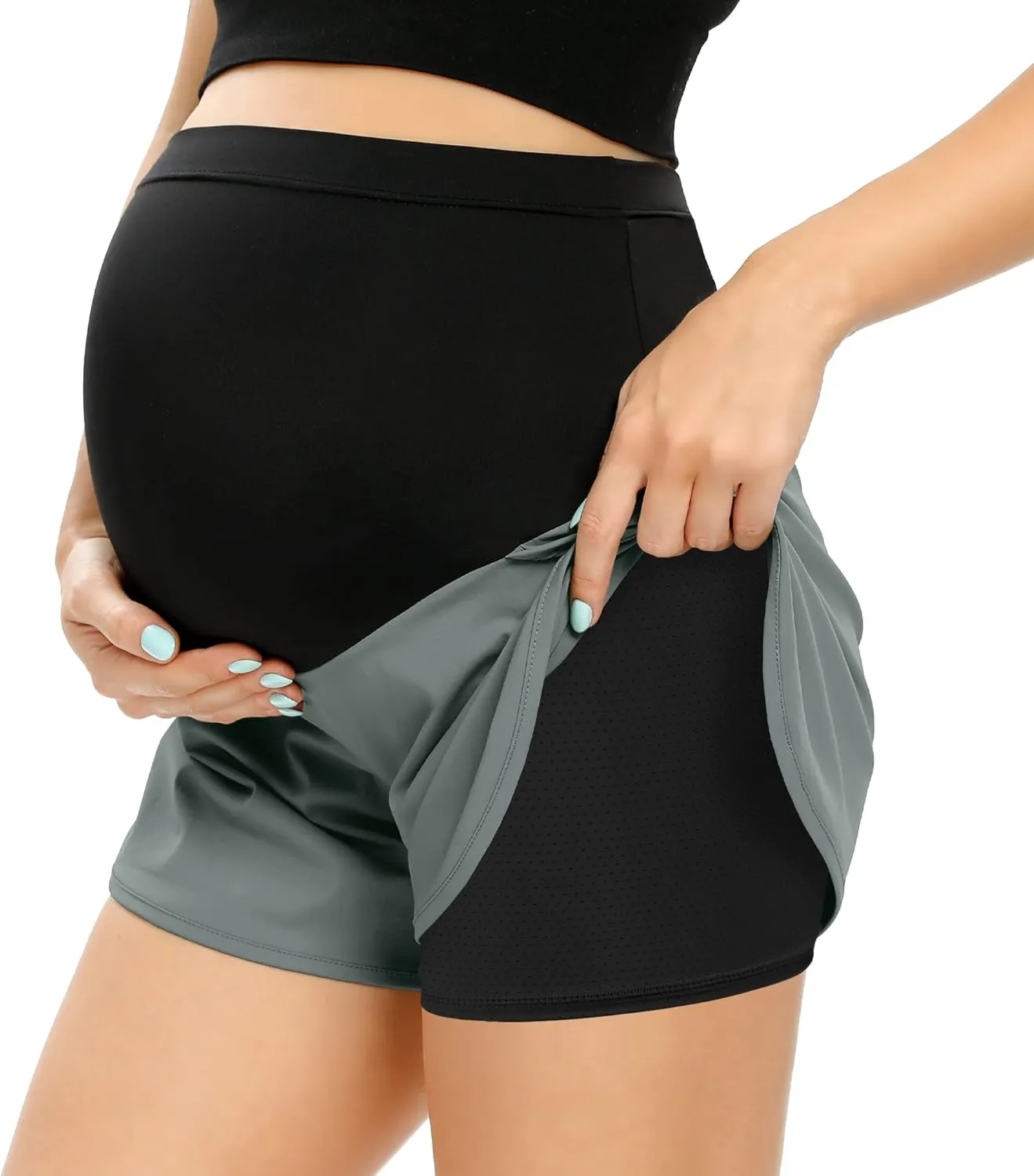 POSHGLAM Womens Maternity Shorts Over Belly Workout Running Casual Summer Pregnancy Shorts