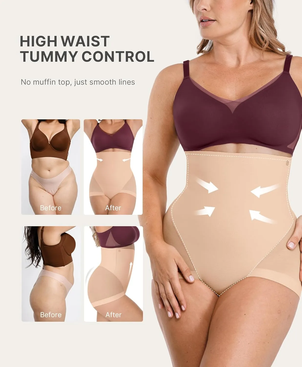 SHAPELLX Women's Shapewear Panties Tummy Control Underwear High Waist Body Shaper Breathable Compression Briefs Girdle