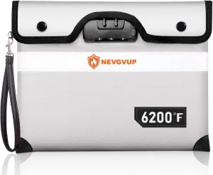 Upgraded 6200F Fireproof Money Bag with Lock, Fireproof Bag w. Zipper/Reflective Strip, 9 Layers of Heat Insulated Material, Water Resistant Fire Proof Money Bag for Cash, Fire Bag for A5 documents