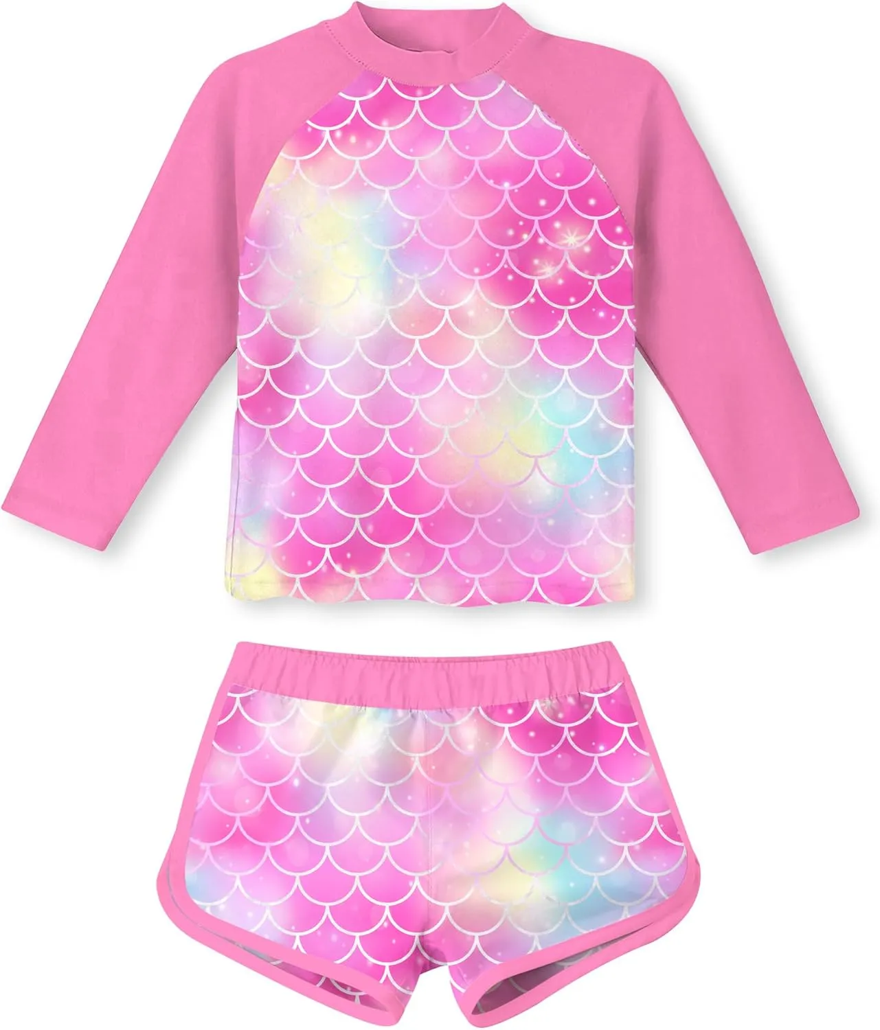 Vogseek Girls Rash Guard Two Pieces Swimsuit Long Sleeve Bathing Suit for 3-10 Years