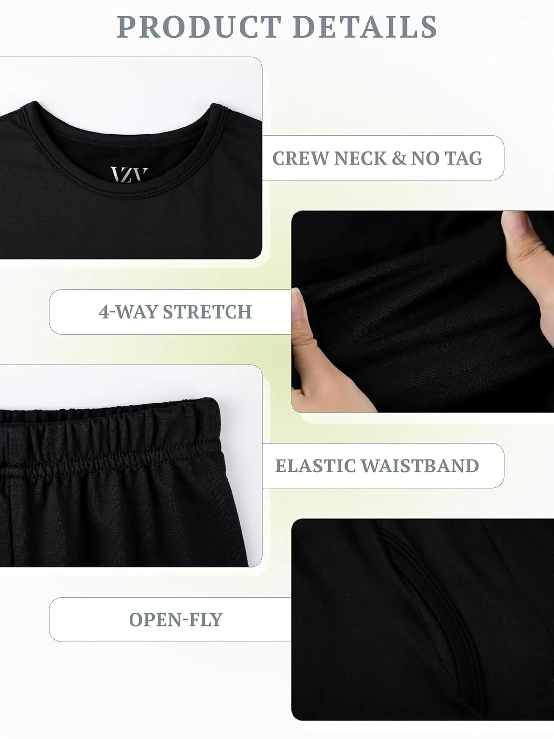 VZV 2 Set Thermal Underwear for Kids, Boys Long Sleeve Underwear Fleece Lined Base Layer Thermals Top and Bottom Set
