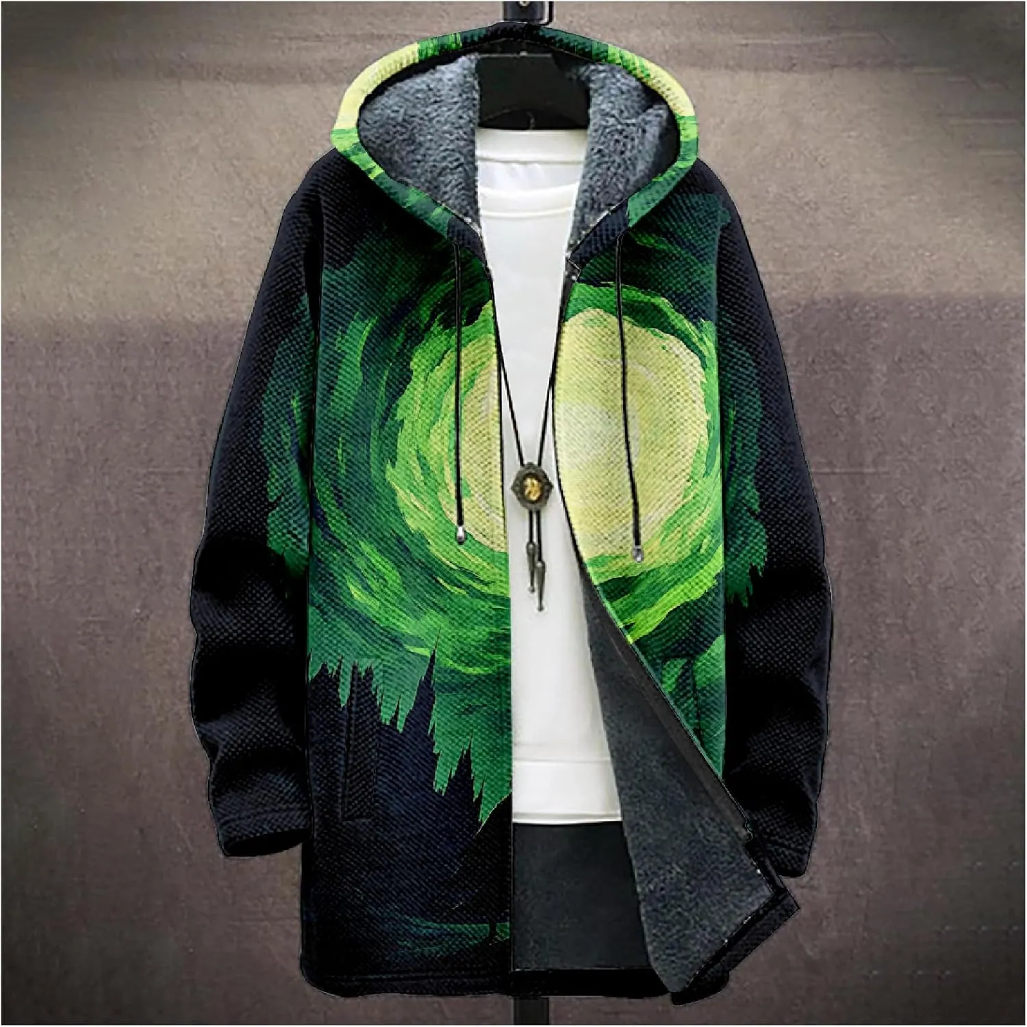 Winter Coats For Men Galaxy 3D Print Long Sleeve Zipper Big And Tall Cardigan Fleece Warm Novelty Fashion Jacket