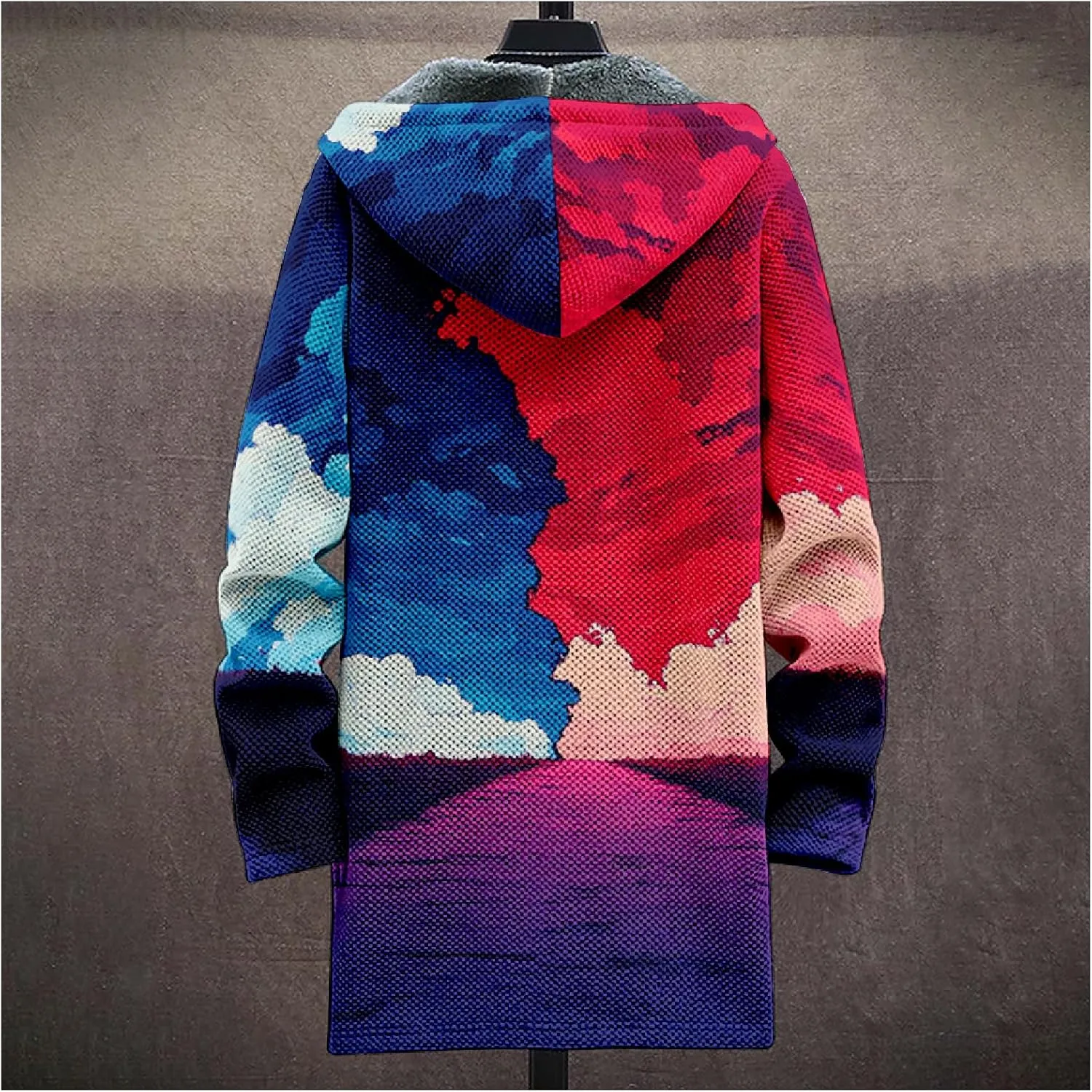 Winter Coats For Men Galaxy 3D Print Long Sleeve Zipper Big And Tall Cardigan Fleece Warm Novelty Fashion Jacket