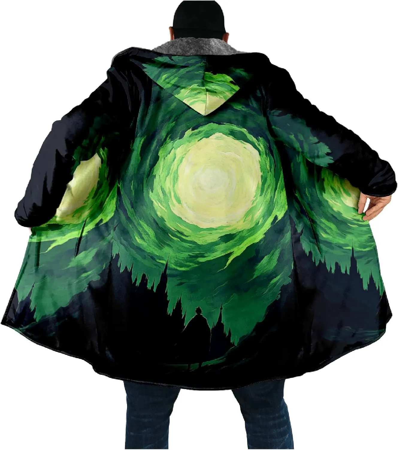 Winter Coats For Men Galaxy 3D Print Long Sleeve Zipper Big And Tall Cardigan Fleece Warm Novelty Fashion Jacket