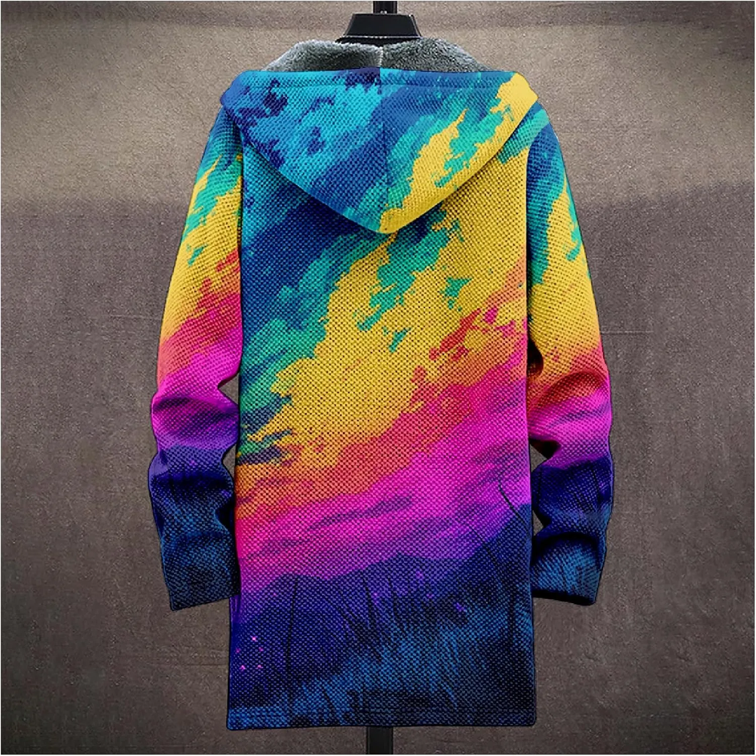 Winter Coats For Men Galaxy 3D Print Long Sleeve Zipper Big And Tall Cardigan Fleece Warm Novelty Fashion Jacket